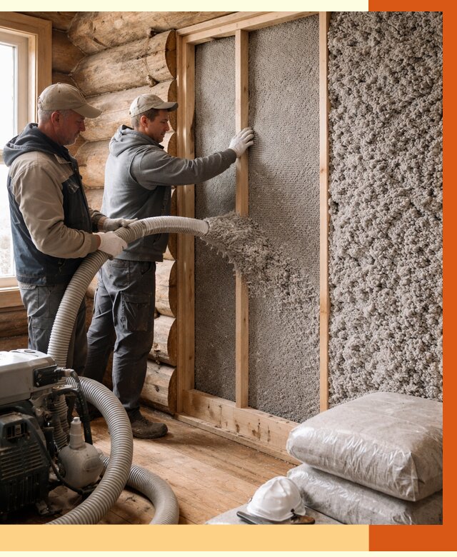 Утепление бревенчатого дома эковатой в Копейске от 2822 руб. | ТепломастерКпс