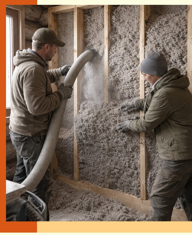 Утепление бревенчатого дома эковатой в Копейске