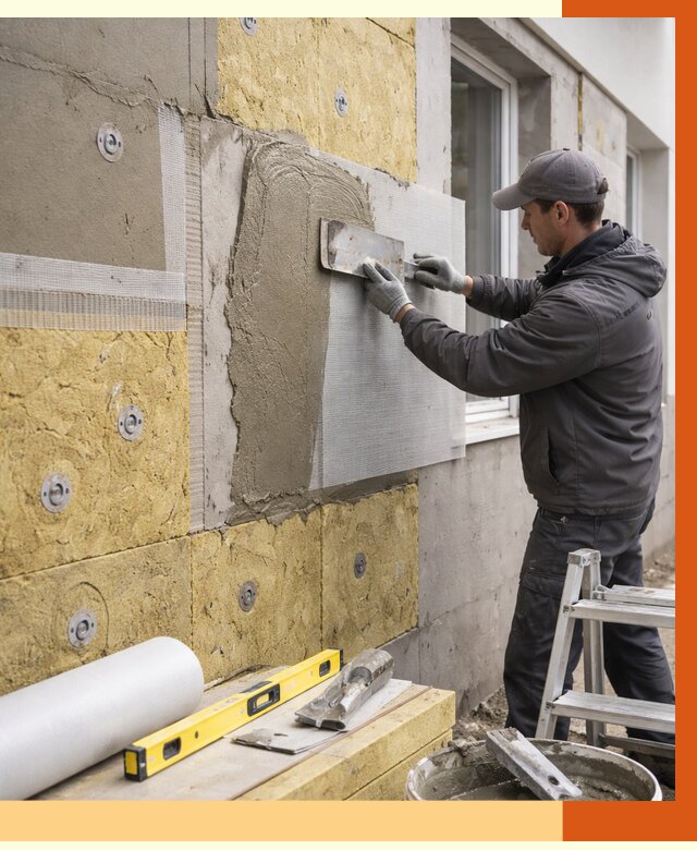 Утепление фасада под штукатурку в Копейске от 4310 руб/м2 — монтаж пенопластом и минватой | ТепломастерКпс