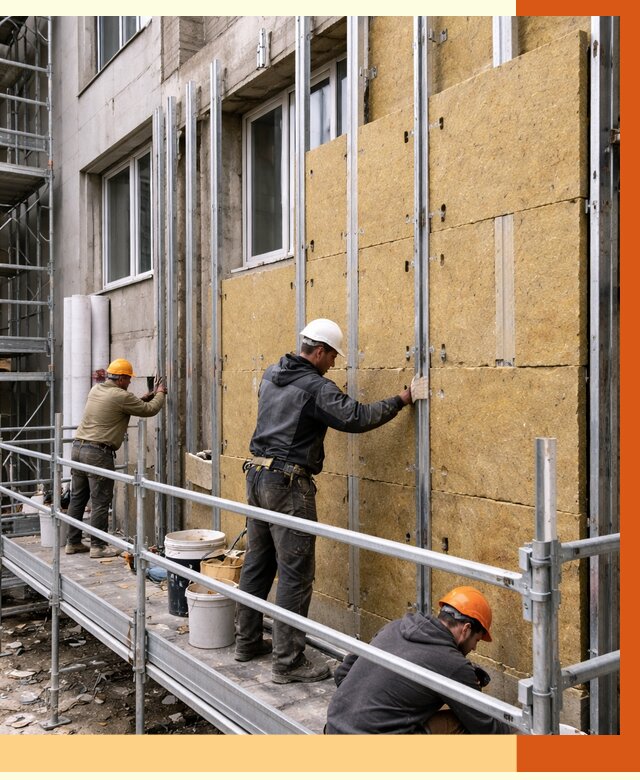 Утепление вентилируемого фасада в Копейске от 5747 руб/м2 — монтаж и утепление вентфасад | ТепломастерКпс