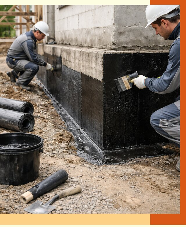 Гидроизоляция фундамента в Копейске от 1283 руб. — профессионально, под ключ | ТепломастерКпс