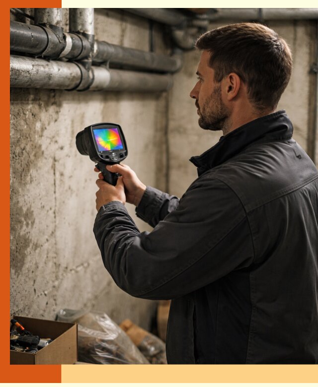 Тепловизионное обследование подвала в Копейске для поиска утечек тепла